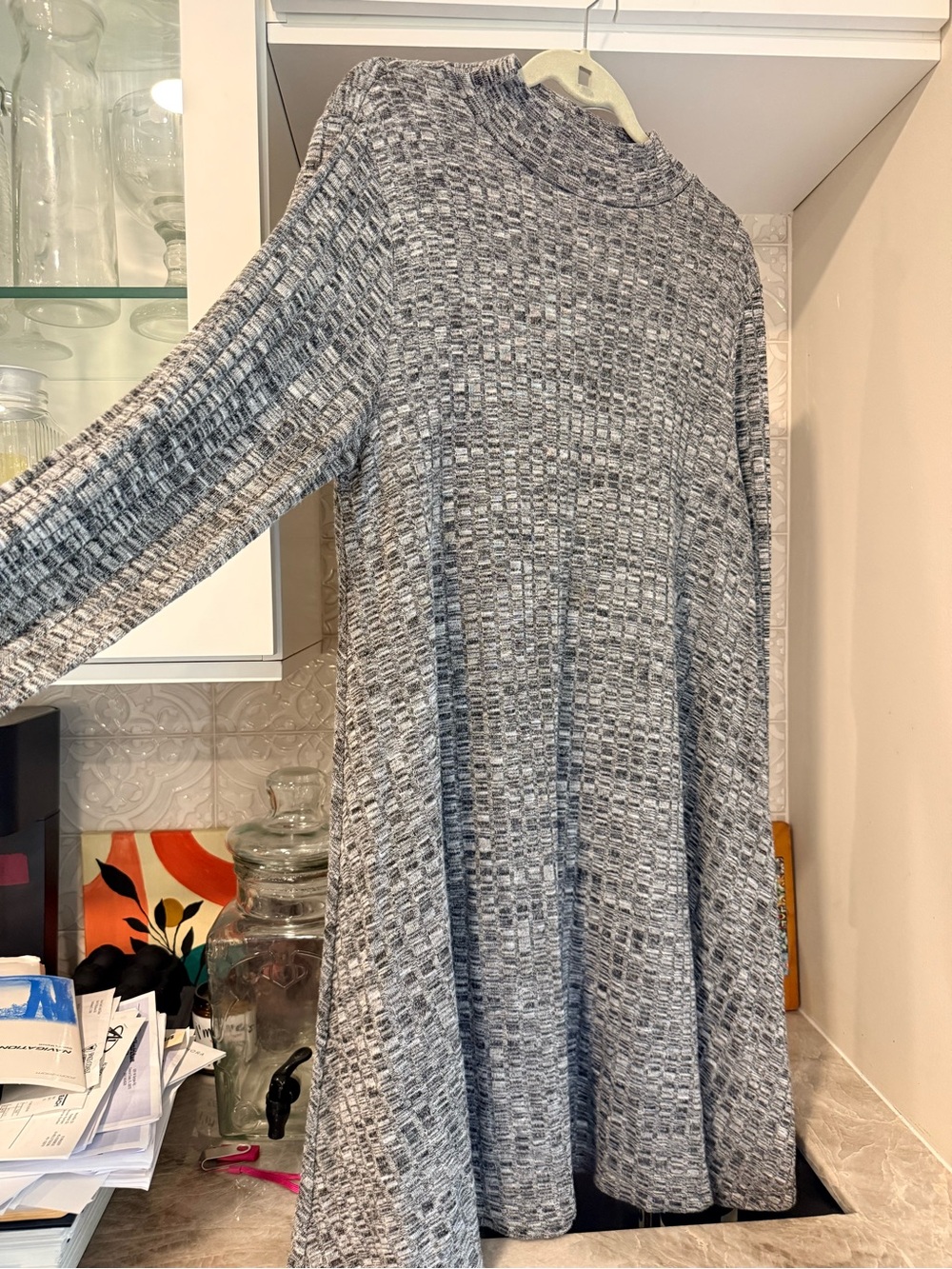 XL Ivanka Trump Gray Marled Knit Dress - Picture 5 of 5